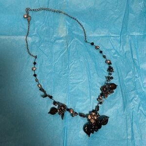 Costume jewelry necklace leaf and flower